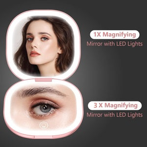 GlowFold™ Rechargeable LED Magnifying Pocket Mirror