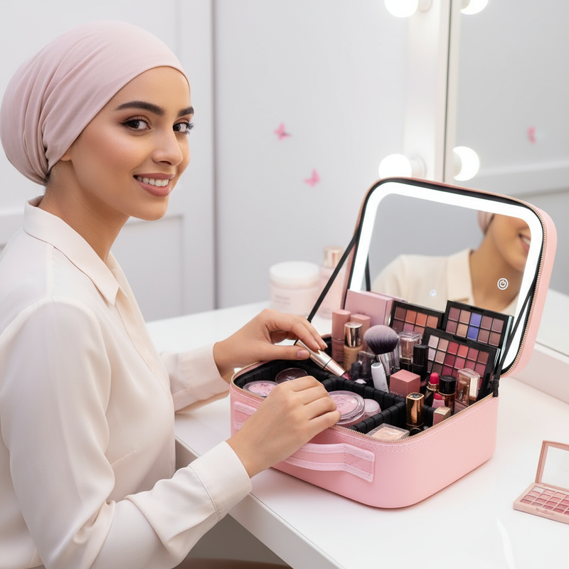 حقيبة مكياج الإضاءة الساحرة - مرآتكِ المضيئة لجمال لا يتوقف