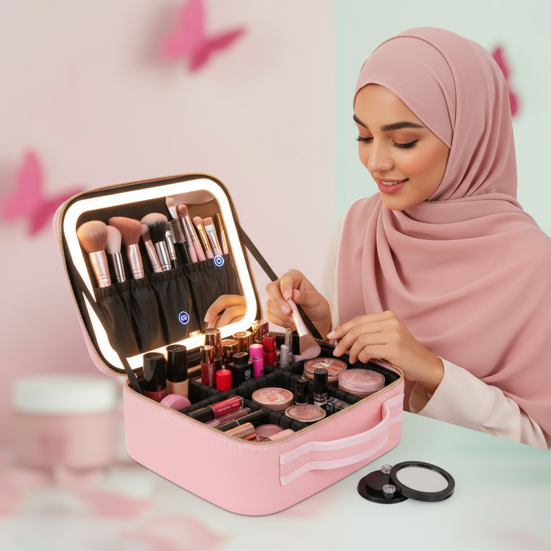 حقيبة مكياج الإضاءة الساحرة - مرآتكِ المضيئة لجمال لا يتوقف