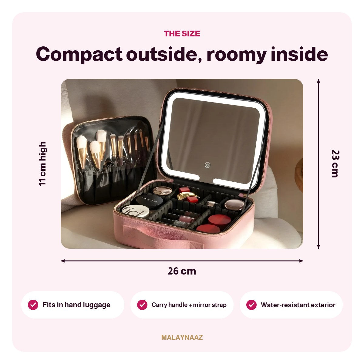 Glam Case pink size 26 × 23 × 11 cm, fits in hand luggage